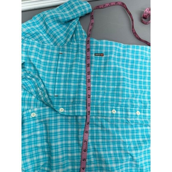 Simms Skyblue Plaid Pattern Short-Sleeve Button-Down Shirt Size Small - Picture 5 of 7